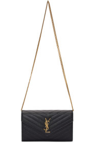 Saint Laurent - Sac portefeuille enveloppe à chaîne noir Monogramme