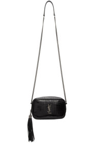 Saint Laurent - Black Croc Mini Lou Camera Bag