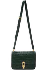 Saint Laurent - Green Croc Carré Satchel Bag