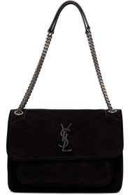 Saint Laurent - Sac en suède noir Medium Niki