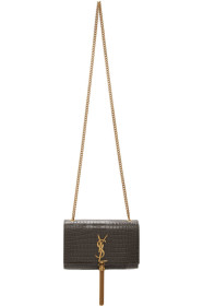 Saint Laurent - Grey Croc Kate Tassel Bag