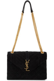 Saint Laurent - Black Suede Medium Envelope Bag