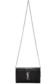 Saint Laurent - Black Croc Uptown Wallet Bag