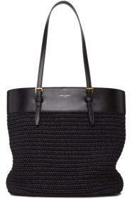 Saint Laurent - Black Raffia Mini East/West Shopping Tote