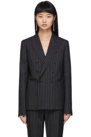 Saint Laurent - Black & Silver Lurex Pinstripes Blazer