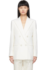 Saint Laurent - White Wool Double-Breasted Blazer