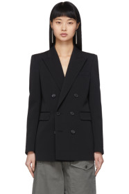 Saint Laurent - Black Wool Double-Breasted Grosgrain Blazer