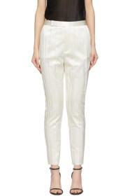 Saint Laurent - White Silk Striped Satin Trousers