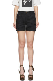 Saint Laurent - Black Denim Frayed Shorts