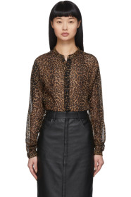 Saint Laurent - Brown Leopard Sheer Oversized Shirt