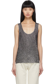 Saint Laurent - Silver Lamé Jersey Tank Top