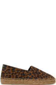 Saint Laurent - Brown Suede Leopard Print Espadrilles