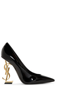 Saint Laurent - Black & Gold Patent Opyum Heels
