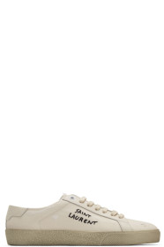Saint Laurent - Baskets blanc cassé Worn-Look Court Classic SL/06
