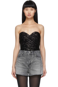Saint Laurent - Black All-Over Sequinned Bustier
