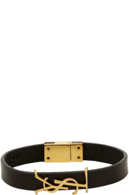Saint Laurent - Black & Gold Leather Opyum Bracelet