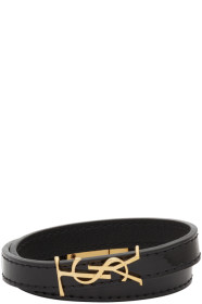 Saint Laurent - Black Double Wrap Logo Bracelet