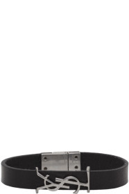 Saint Laurent - Black & Silver Leather Opyum Bracelet
