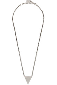 Saint Laurent - Silver Leather Triangle Necklace