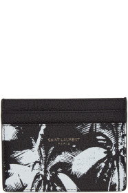 Saint Laurent - Porte-cartes noir et blanc Palm Tree