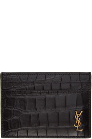 Saint Laurent - 黑色 King Palm 鳄鱼纹卡包