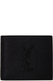Saint Laurent - ブラック クロコ モノグラム イースト/ウェスト ウォレット