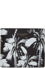 Saint Laurent - 黑色 & 白色 Palm Tree 钱包