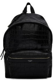 Saint Laurent - Sac à dos embossé façon croco noir City