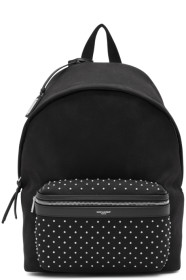 Saint Laurent - Sac à dos en toile noir Studded City