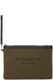 Saint Laurent - Pochette en toile kaki 'Rive Gauche'