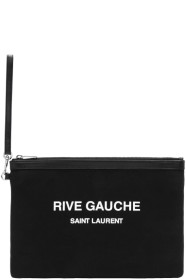 Saint Laurent - Pochette en toile noire 'Rive Gauche'