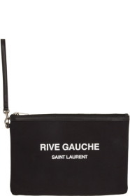 Saint Laurent - Pochette en toile noire Rive Gauche