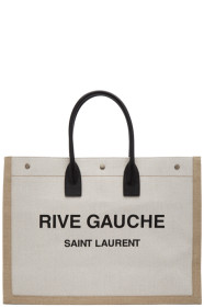 Saint Laurent - 灰白色 & 黄褐色“Rive Gauche” 托特包