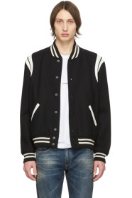 Saint Laurent - Blouson aviateur noir Classic Teddy