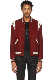 Saint Laurent - 红色 Teddy 羊毛飞行员夹克