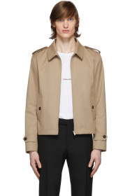 Saint Laurent - Blouson en gabardine double-face beige