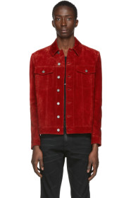 Saint Laurent - Blouson en suède rouge Classic