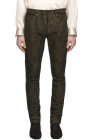 Saint Laurent - Jean rayé noir et doré
