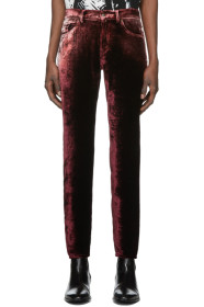 Saint Laurent - Pantalon en velours bourgogne