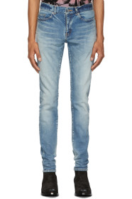 Saint Laurent - Jean skinny à taille basse bleu