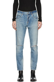 Saint Laurent - Jean ajusté bleu Distressed