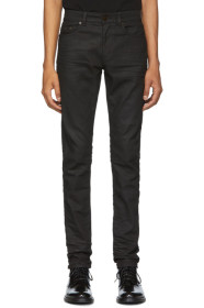Saint Laurent - Jean skinny enduit noir