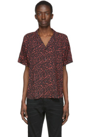 Saint Laurent - Chemise à motif léopard noire et rose