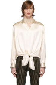 Saint Laurent - Chemise en soie blanc cassé Plombant