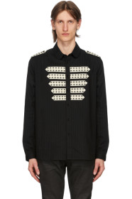 Saint Laurent - 黑色 Officer 条纹衬衫