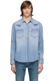 Saint Laurent - Chemise western en denim bleue