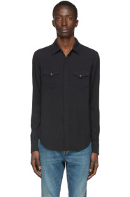 Saint Laurent - Chemise western en velours côtelé noire