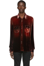 Saint Laurent - Chemise western en velours rouge
