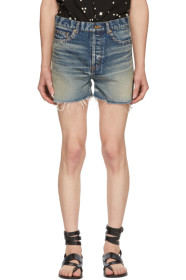 Saint Laurent - Short en denim bleu
