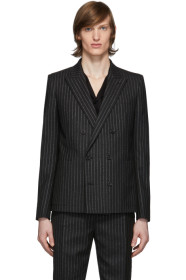 Saint Laurent - Blazer en lamé noir et argenté